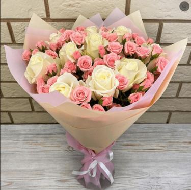 Graceful Pink & White Rose Bouquet